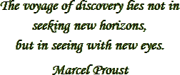 “The voyage of discovery lies not in seeking new horizons, but in seeing with new eyes.” – Marcel Proust